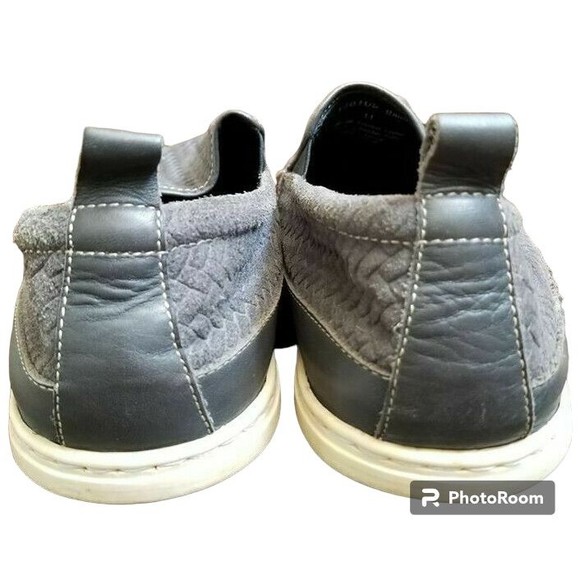 Modern Fiction Men's Gray Leather Loafers US Size 11 RAND Woven Comfort Slip On - Picture 4 of 7